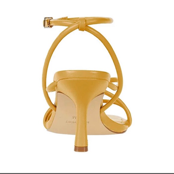 🌻 Nine West Strappy Yellow Leather Dress Sandals Sz 8 - Picture 7 of 10